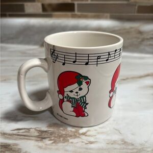 Adorable Vintage  Telco Christmas Cat Mug with Musical Notes